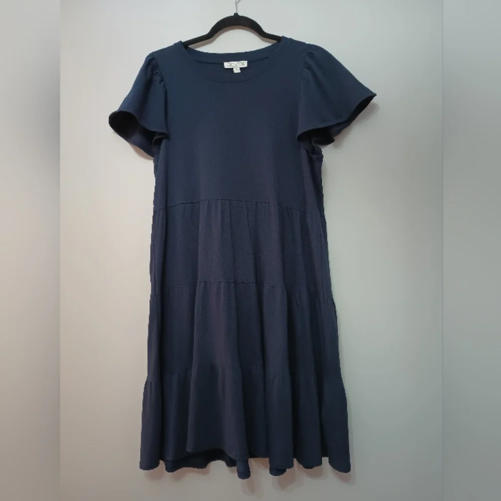 J. Crew Navy Blue‎ Tiered Ruffled Sundress M